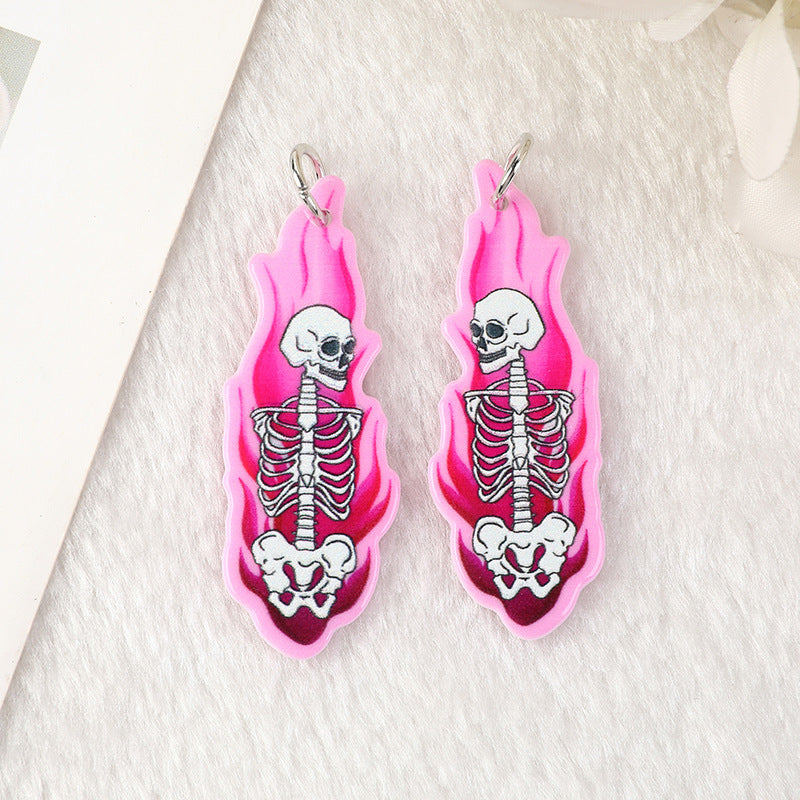 Wholesale 10pcs Acrylic Halloween Pumpkin Skeleton Man Ghost DIY Earrings Keychain Accessories